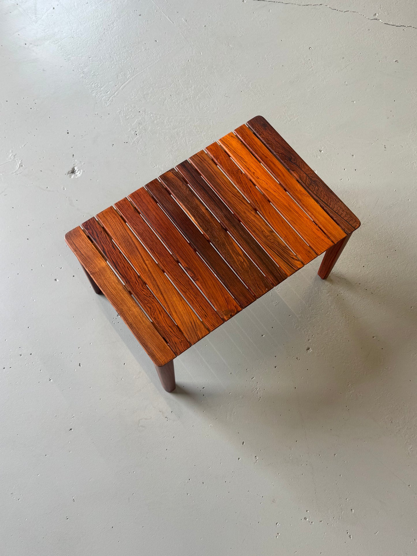 1960s Slatted Rosewood Bench / Side Table by Albert Larsson for Alberts Tibro, Sweden.