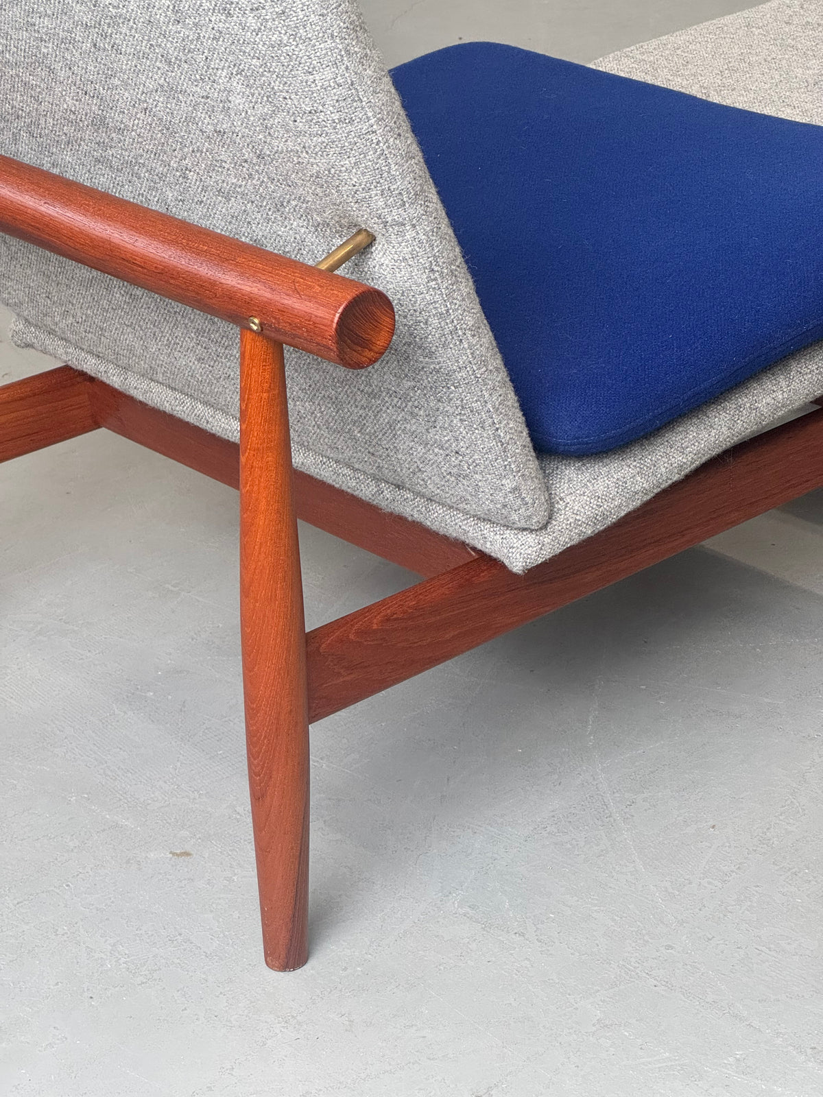 1950s Finn Juhl Japan Lounge Chair and Ottoman for France & Son in Teak and Kvadrat Hallingdal.