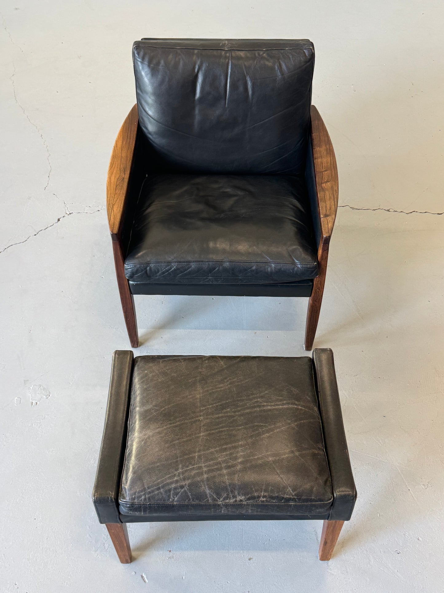 1960s Hans Olsen Lounge Chair and Ottoman, completely original.