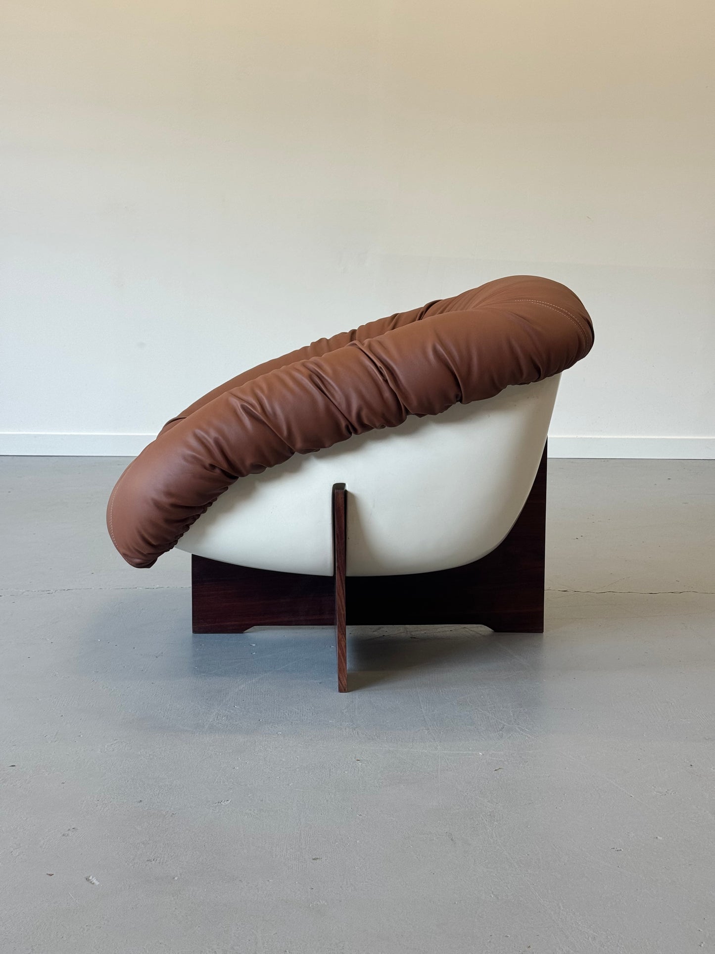 1970s Percival Lafer MP-61 Lounge Chair in Brown Leather, Brazil.