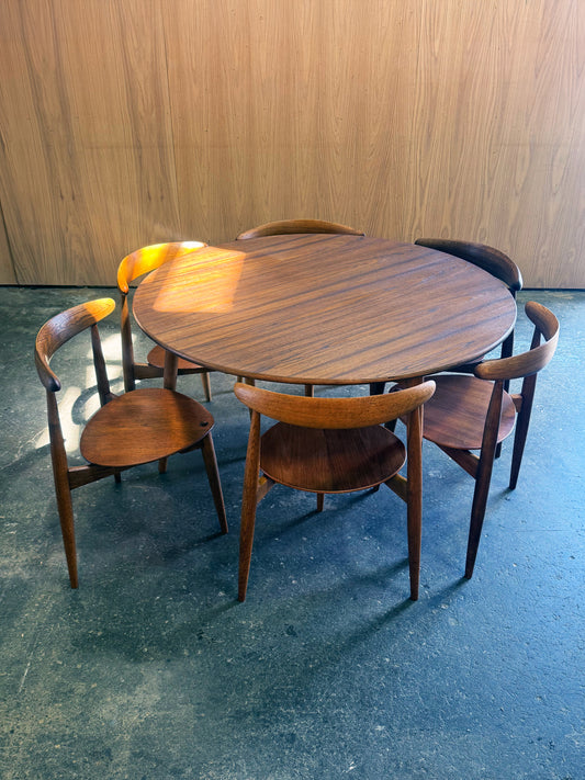 1950s Heart Dining Set by Hans J. Wegner for Fritz Hansen in teak