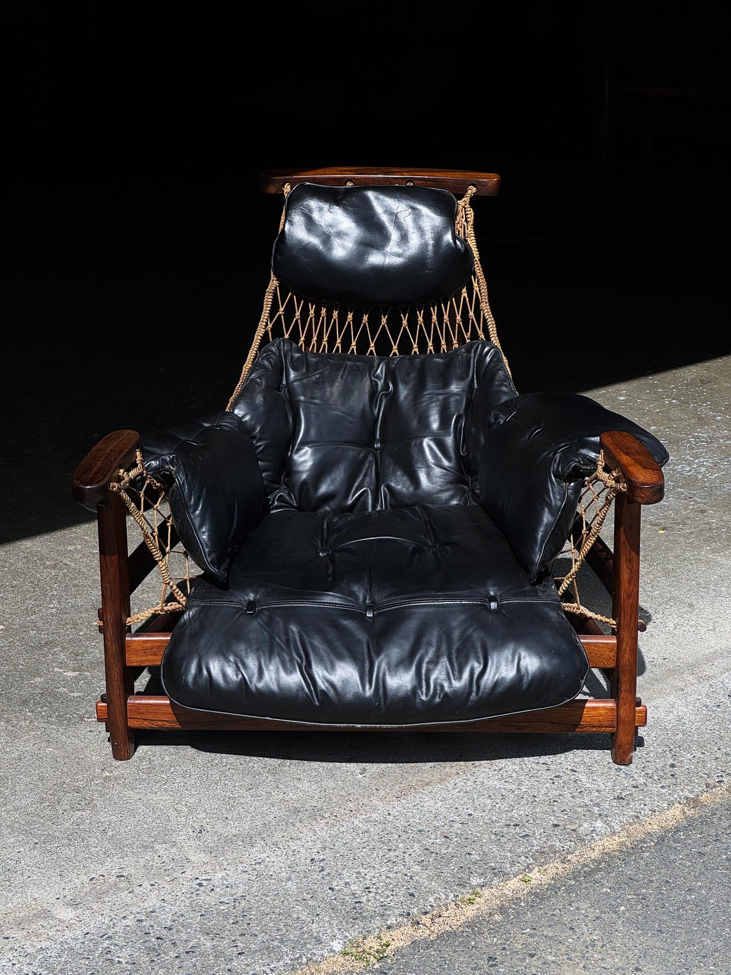 1960s Jangada Lounge Chair and Ottoman by Jean Gillon in rosewood and black leather