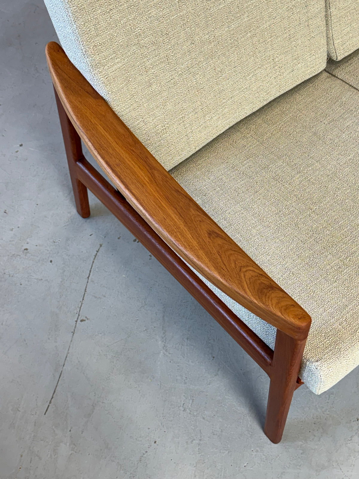1960s Canadian Solid Teak Open Arm Sofa