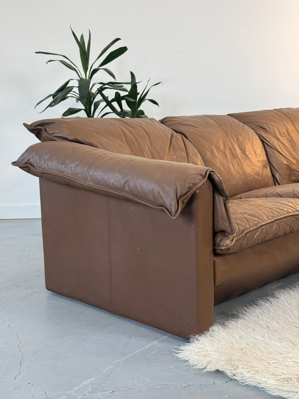 1980s Niels Eilersen Three-Seat Sofa in Aniline Leather, Denmark.