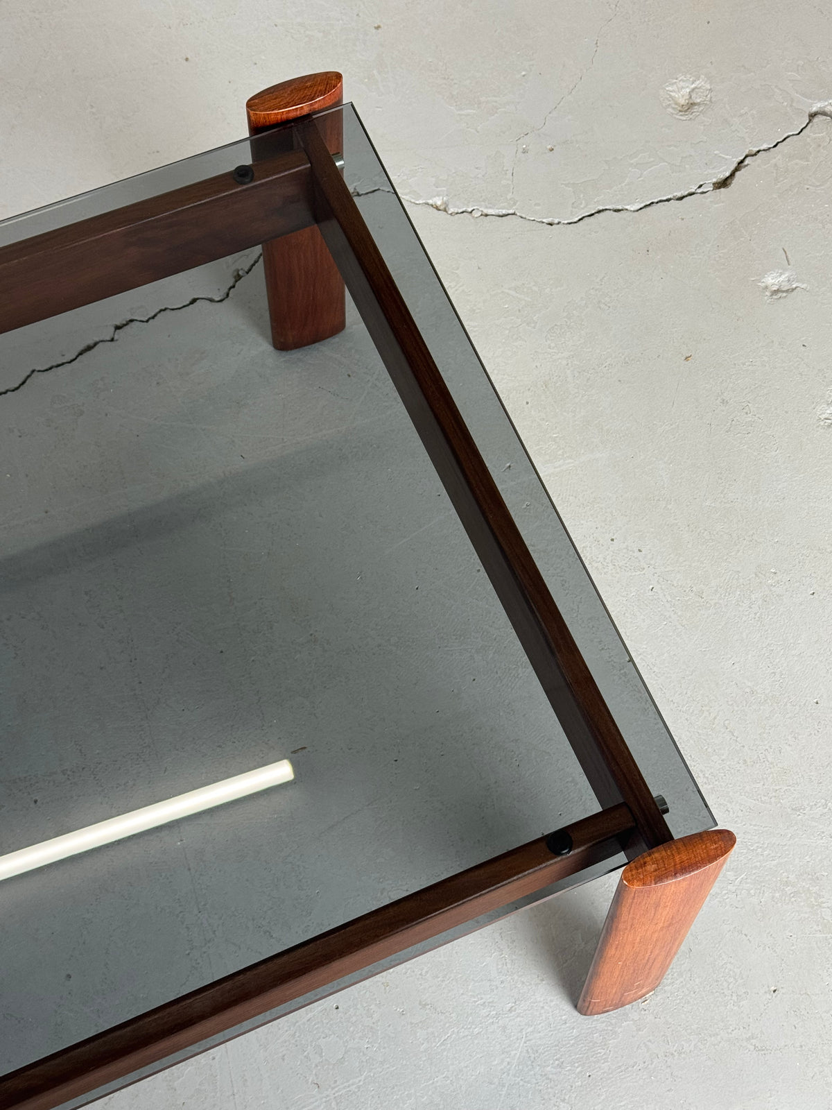1970s MP-129 Coffee Table by Percival Lafer in Jatobá and Smoked Glass.