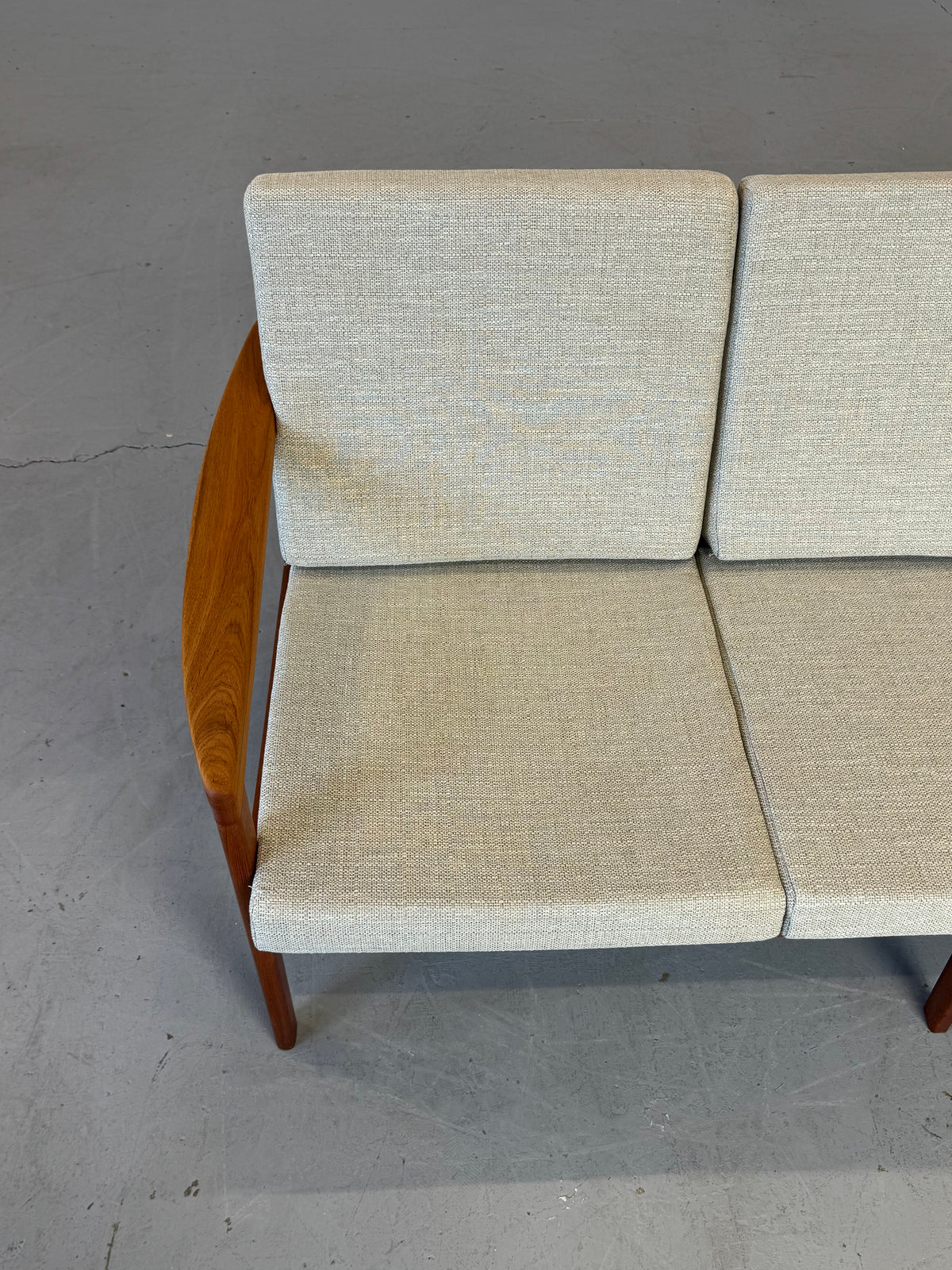 1960s Canadian Solid Teak Open Arm Sofa
