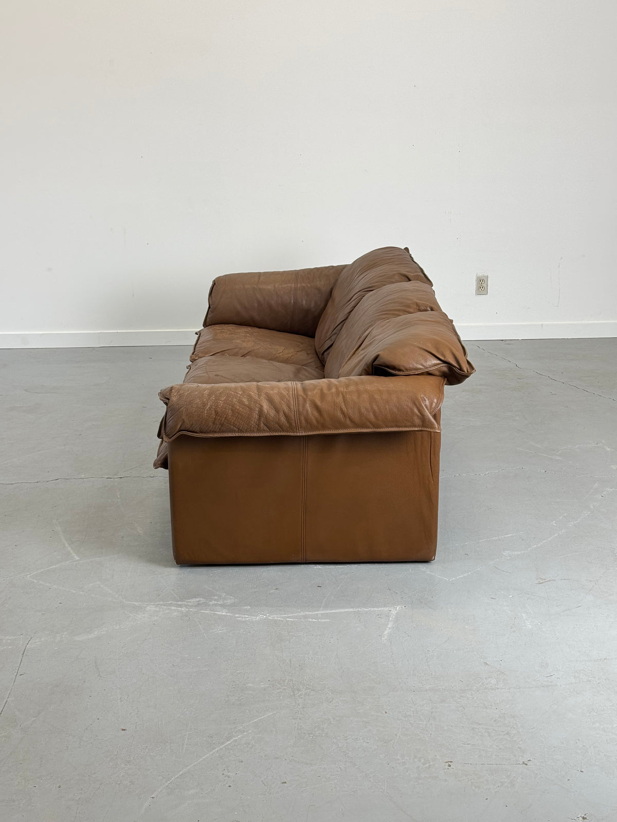 1980s Niels Eilersen Three-Seat Sofa in Aniline Leather, Denmark.
