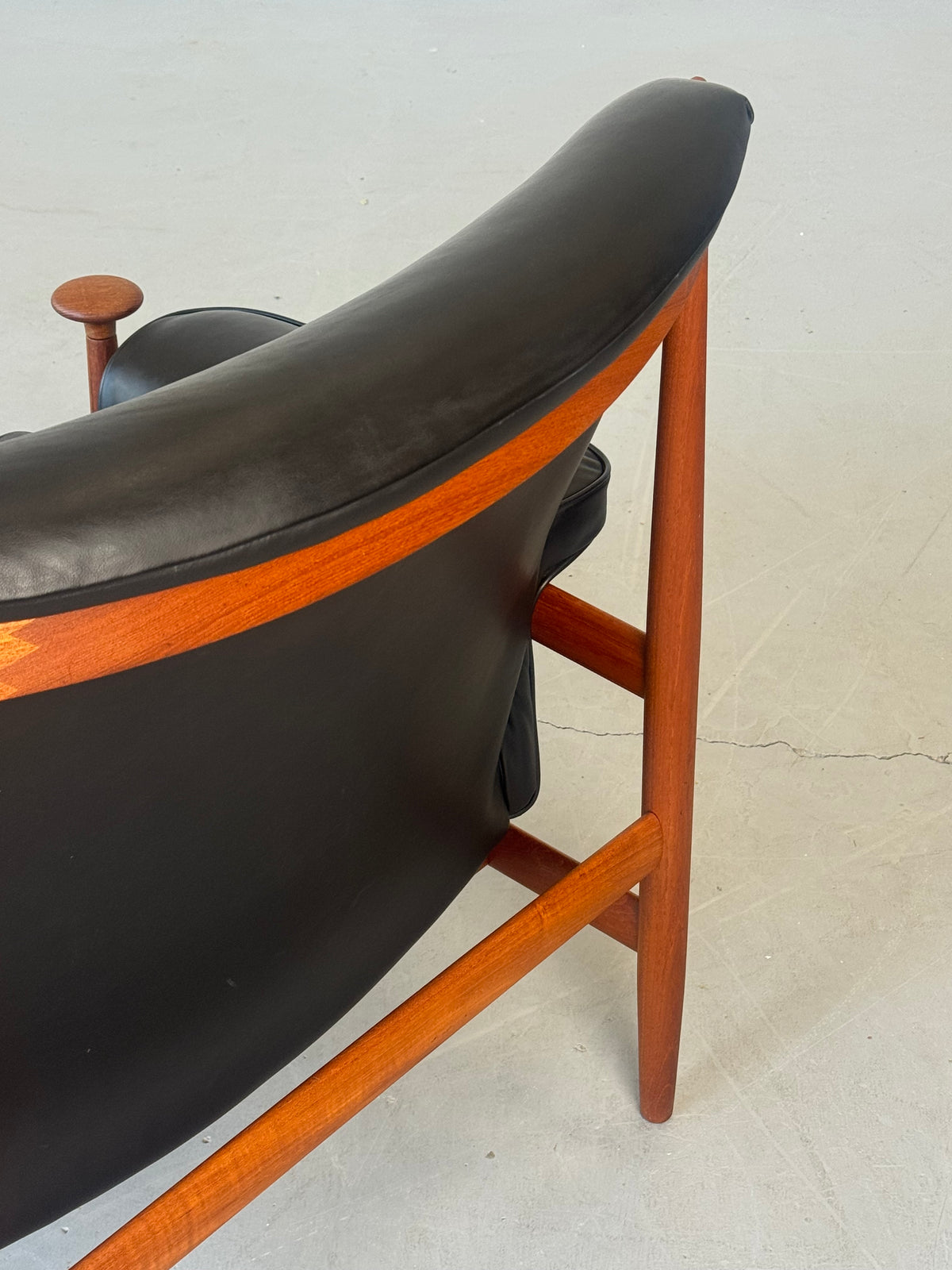 1960s Finn Juhl Bwana Model 152 Lounge Chair for France & Søn in Black Elmosoft Leather.
