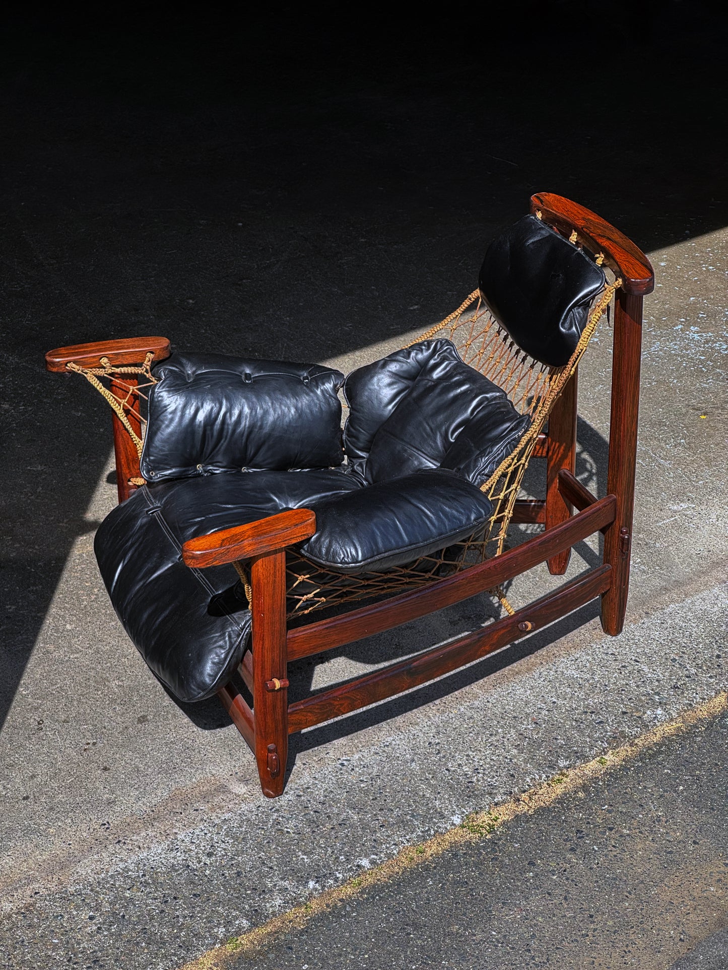 1960s Jangada Lounge Chair and Ottoman by Jean Gillon in rosewood and black leather