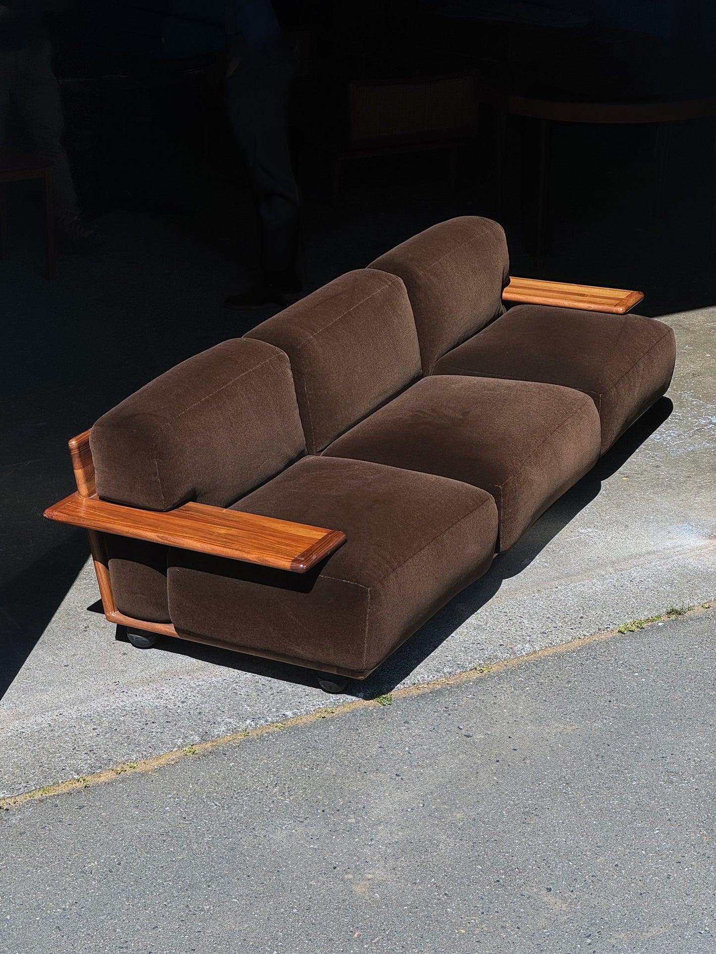 1970s Pianura Sofa 3Seater by Mario Bellini for Cassina in Italian walnut