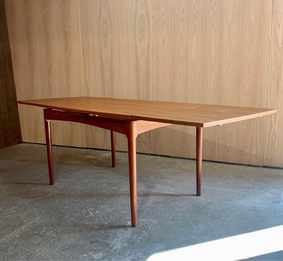 1950s Danish Teak Draw-Leaf Dining Table