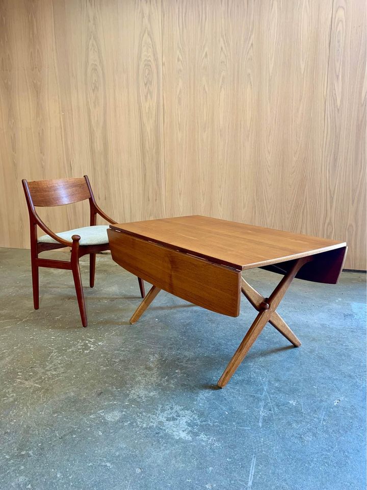 1950s Danish Teak and Oak Coffee Table Dining Table by Arne Hovmand-Olsen