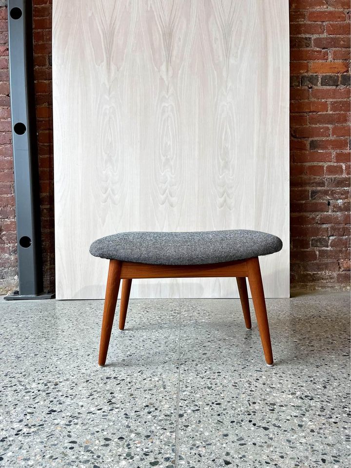 1950s Danish Teak and Oak Lounge Chair and Ottoman Stool