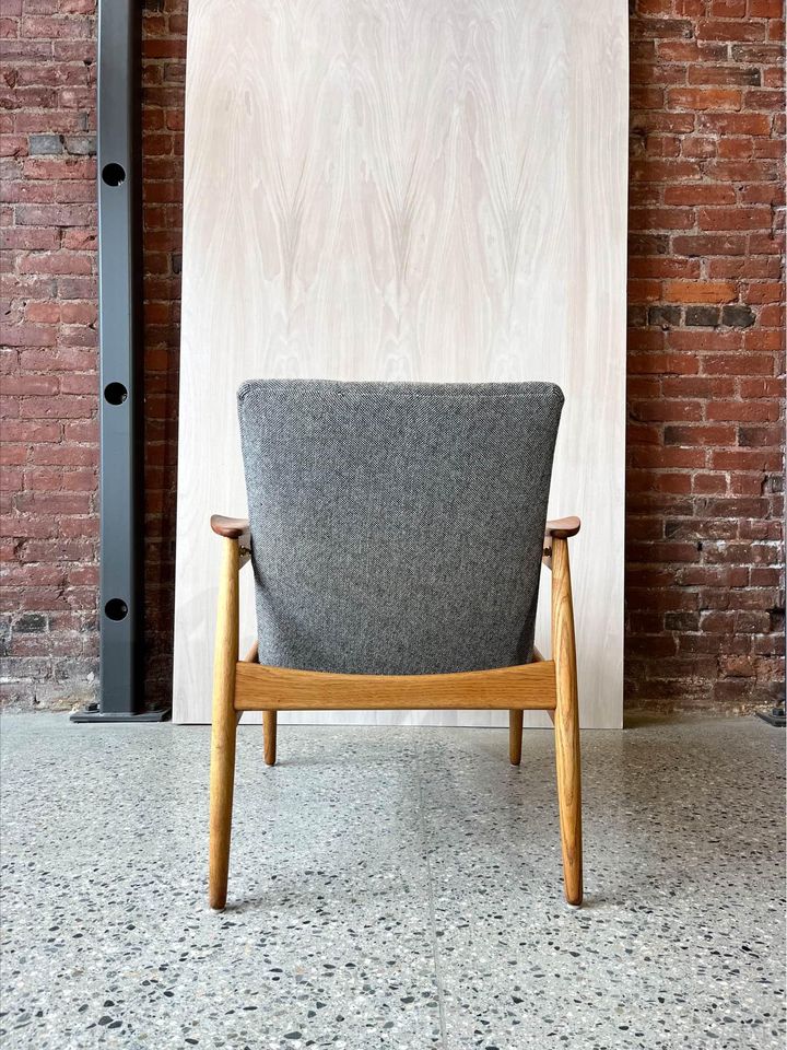 1950s Danish Teak and Oak Lounge Chair and Ottoman Stool