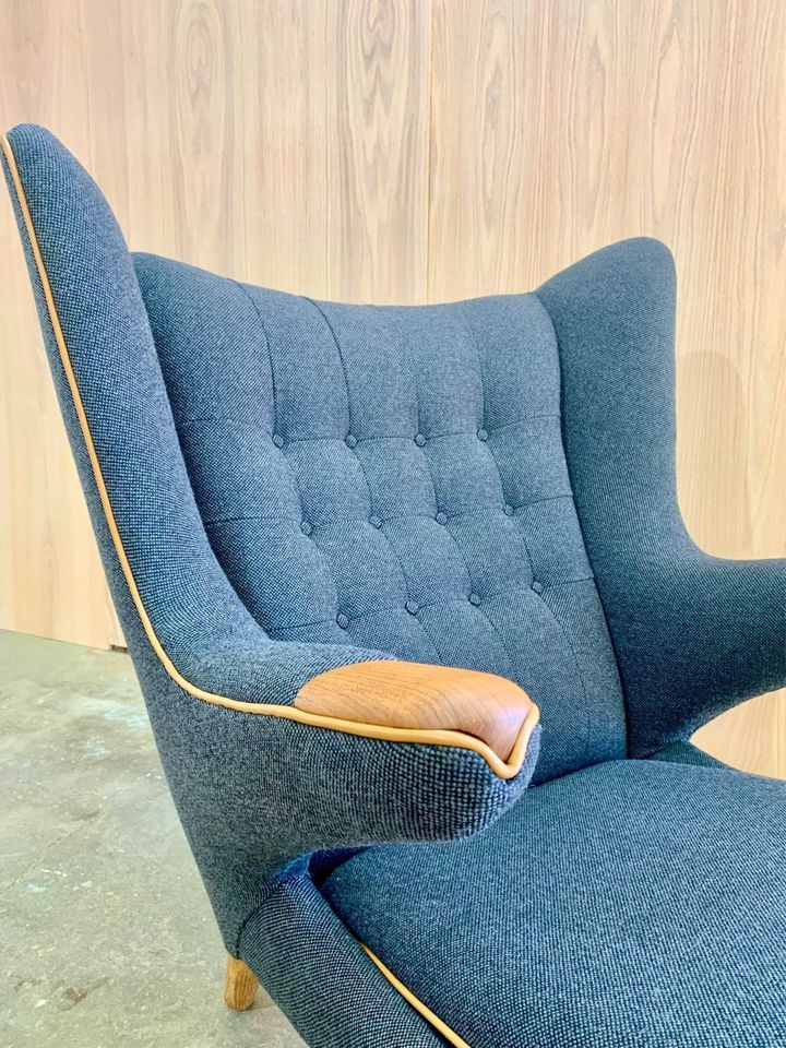 1950s Original AP19 Papa Bear Chair and Ottoman by Hans Wegner in Teak and Oak