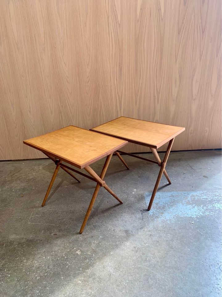 1950s Scandinavian Birch Side End Tables