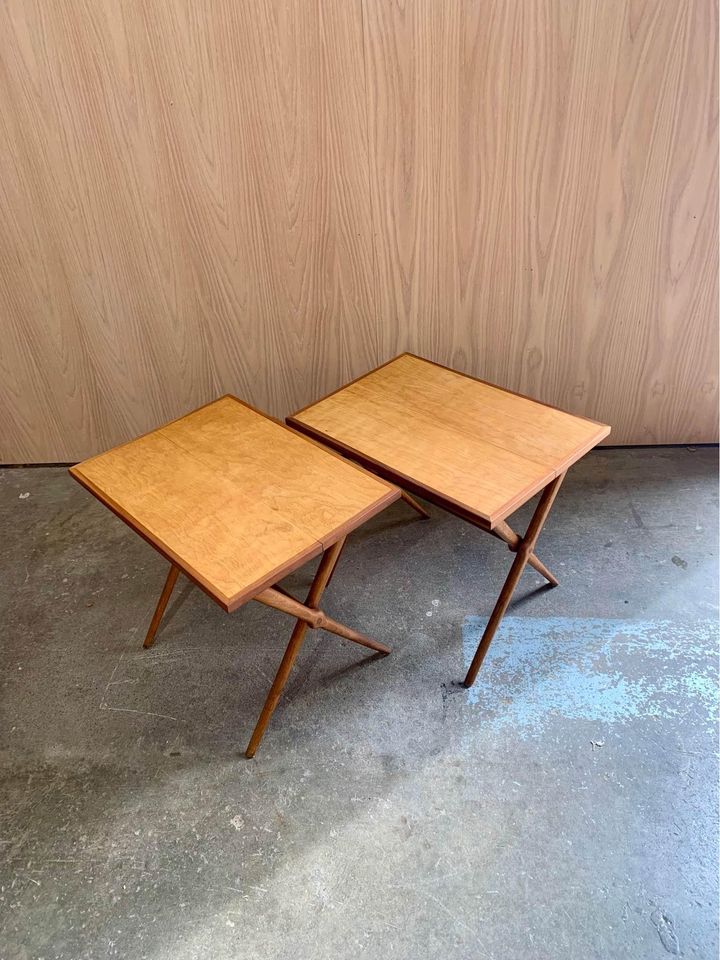 1950s Scandinavian Birch Side End Tables