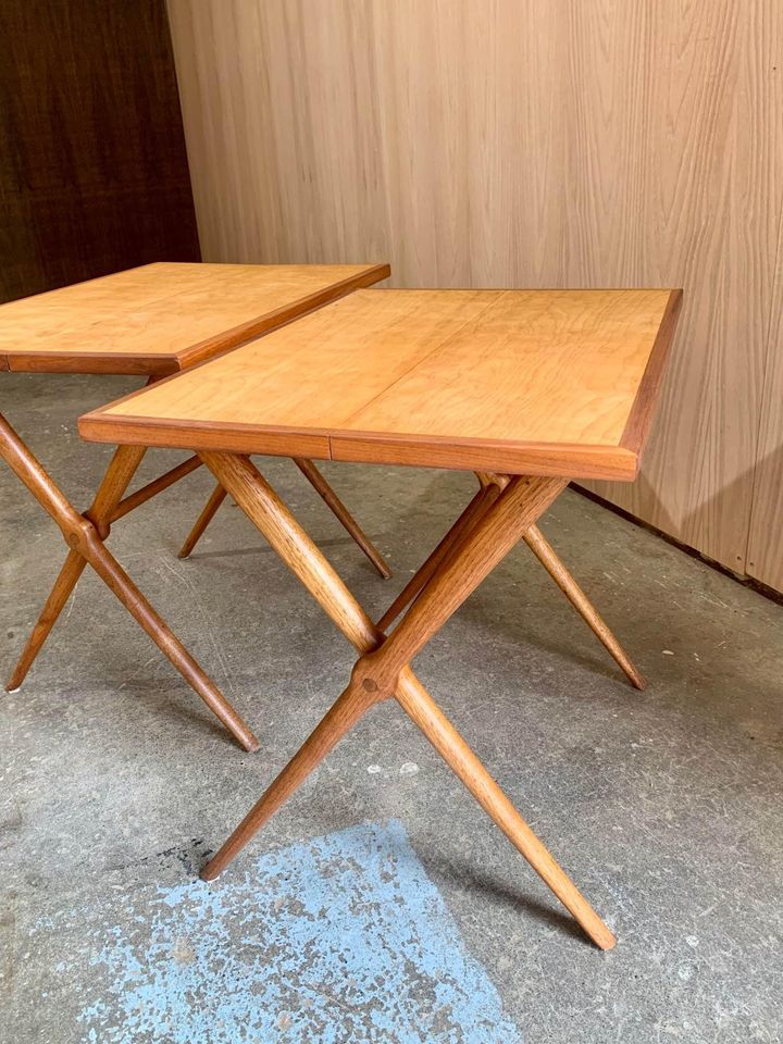 1950s Scandinavian Birch Side End Tables