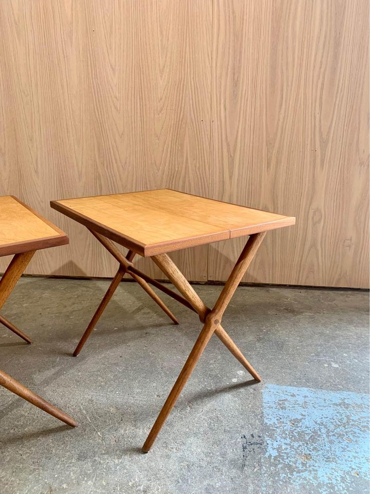 1950s Scandinavian Birch Side End Tables