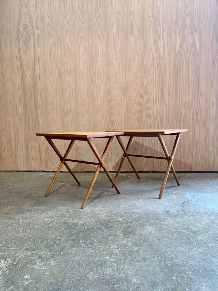 1950s Scandinavian Birch Side End Tables