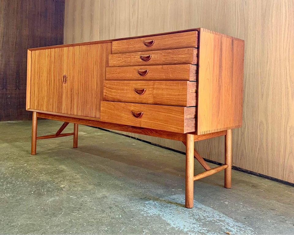 1950s Solid Teak Credenza Sideboard by Peter Hvidt