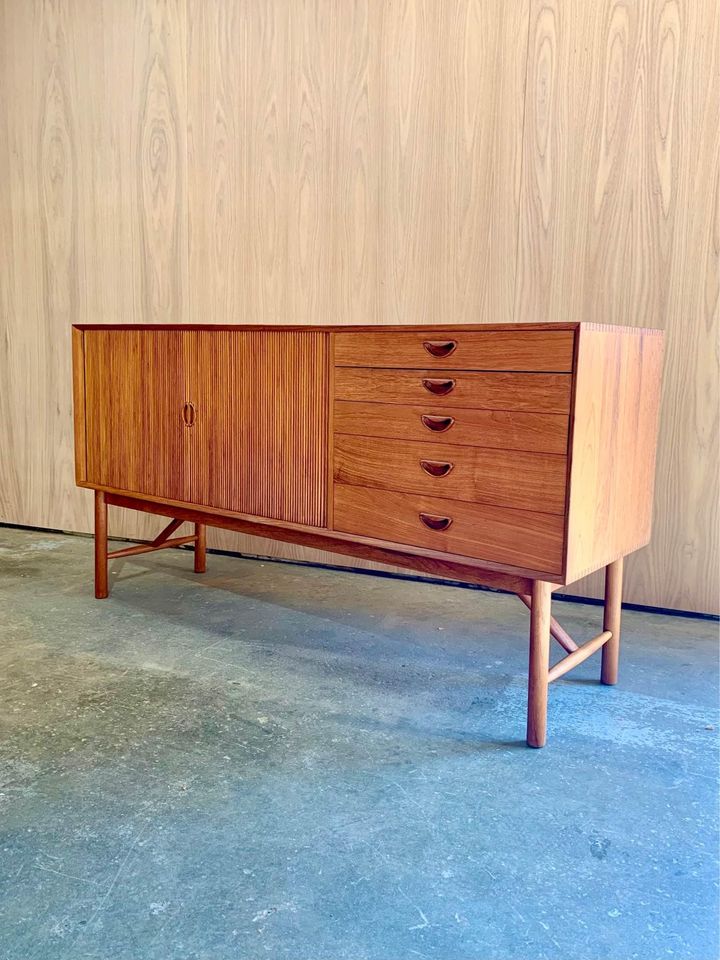 1950s Solid Teak Credenza Sideboard by Peter Hvidt