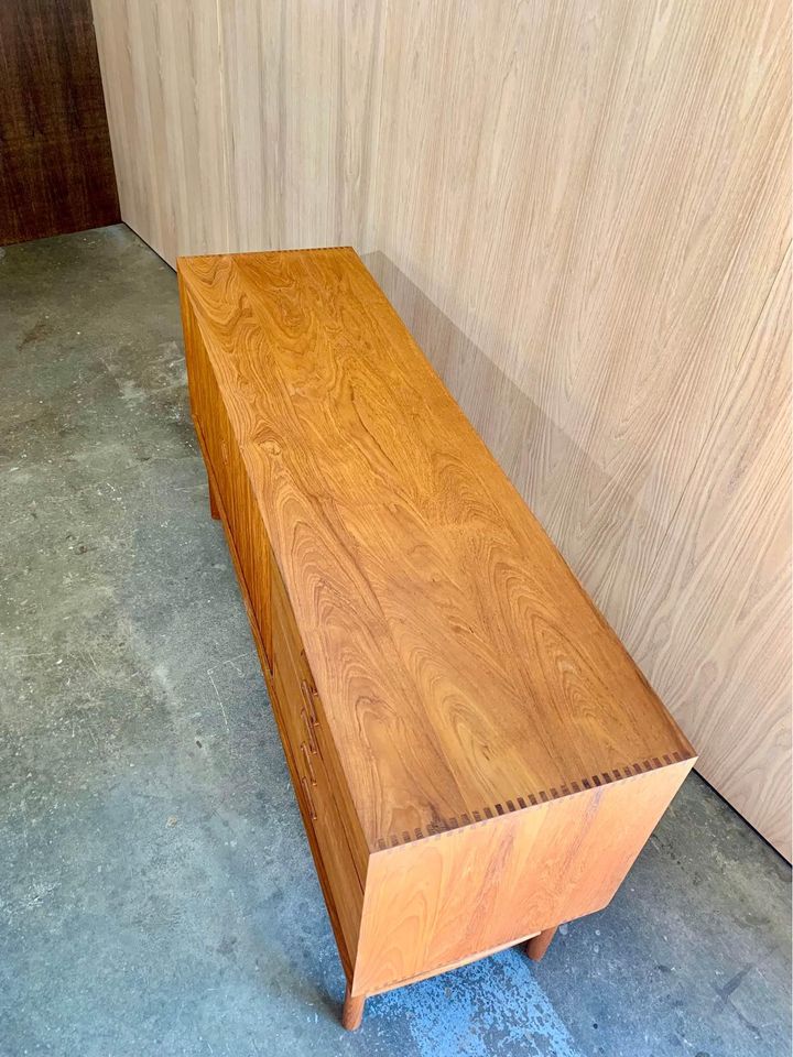 1950s Solid Teak Credenza Sideboard by Peter Hvidt