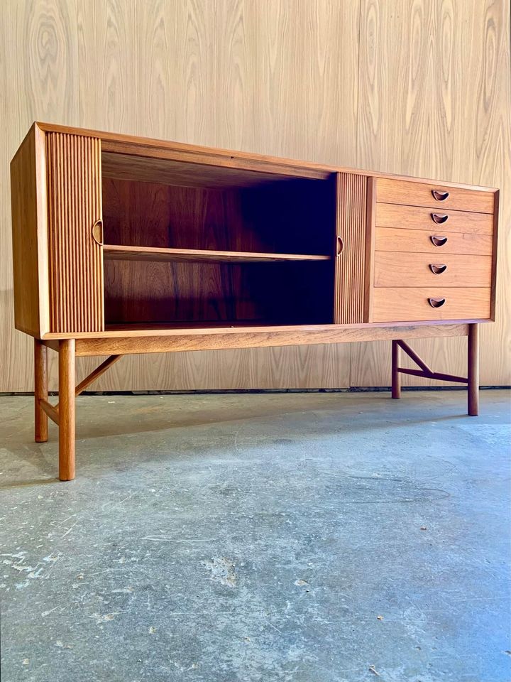 1950s Solid Teak Credenza Sideboard by Peter Hvidt