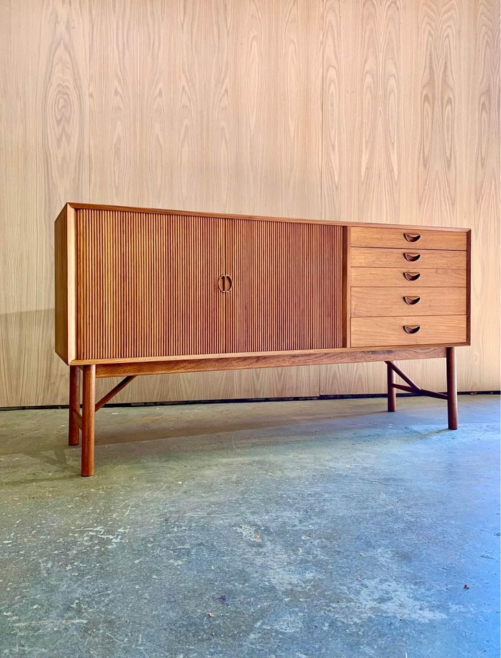 1950s Solid Teak Credenza Sideboard by Peter Hvidt