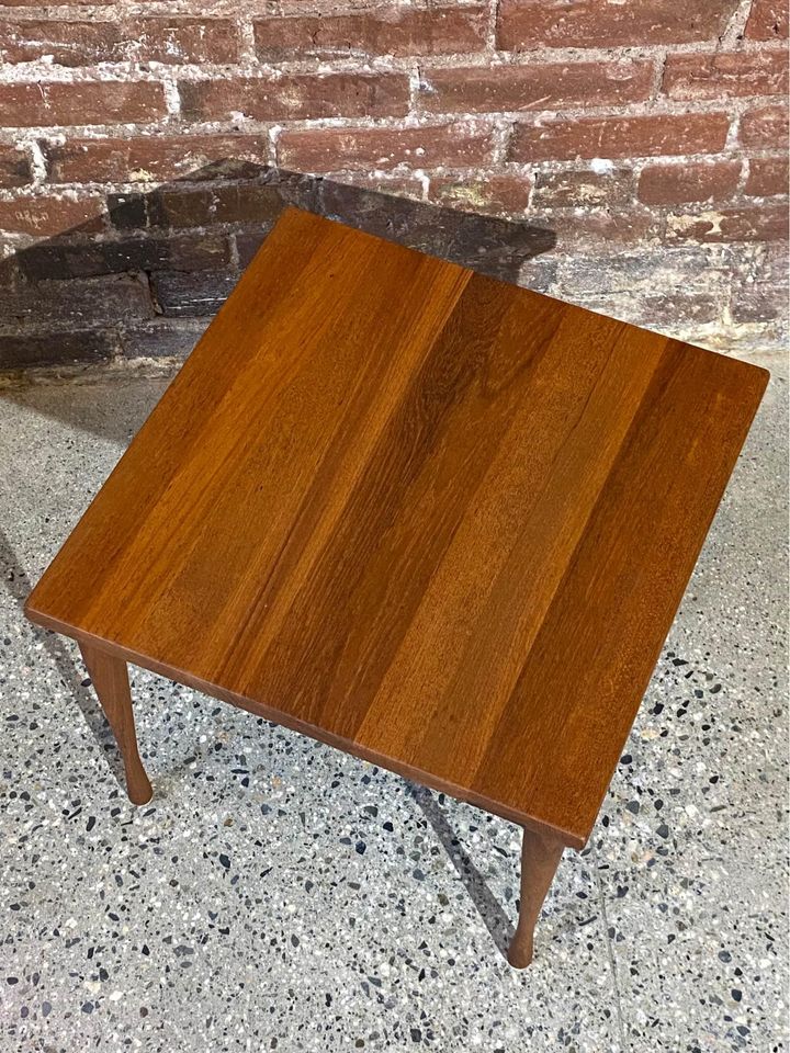 1950s Solid Teak Side End Table by Hans C Andersen