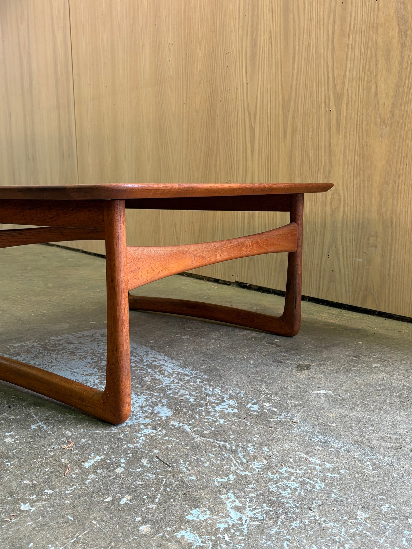 1950s Danish Solid Teak Coffee Table by Peter Hvidt