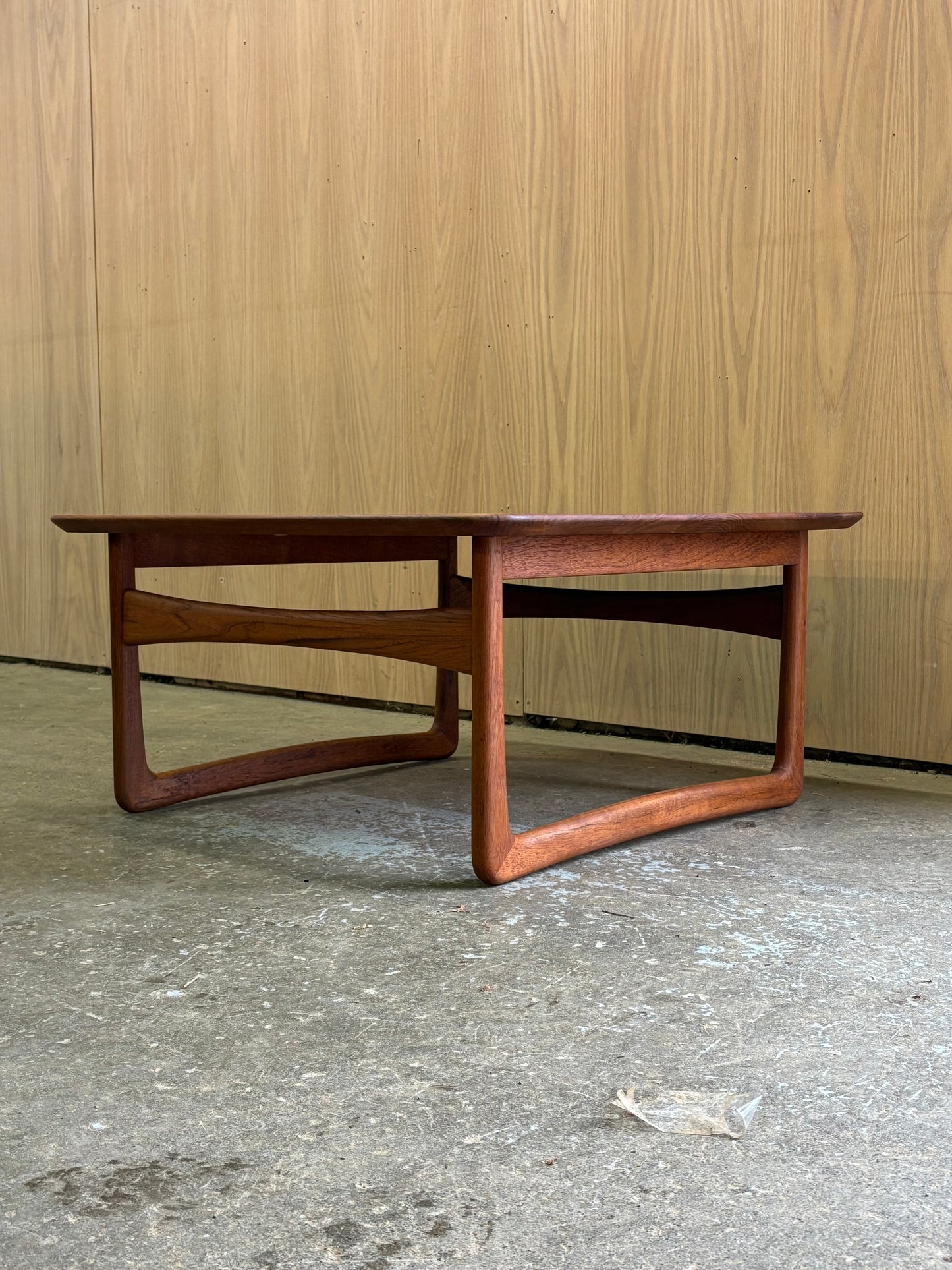 1950s Danish Solid Teak Coffee Table by Peter Hvidt
