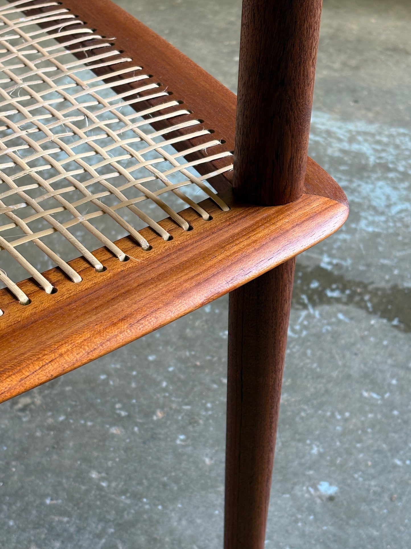 1950s Solid Teak & Cane Coffee  End Table by Peter Hvidt