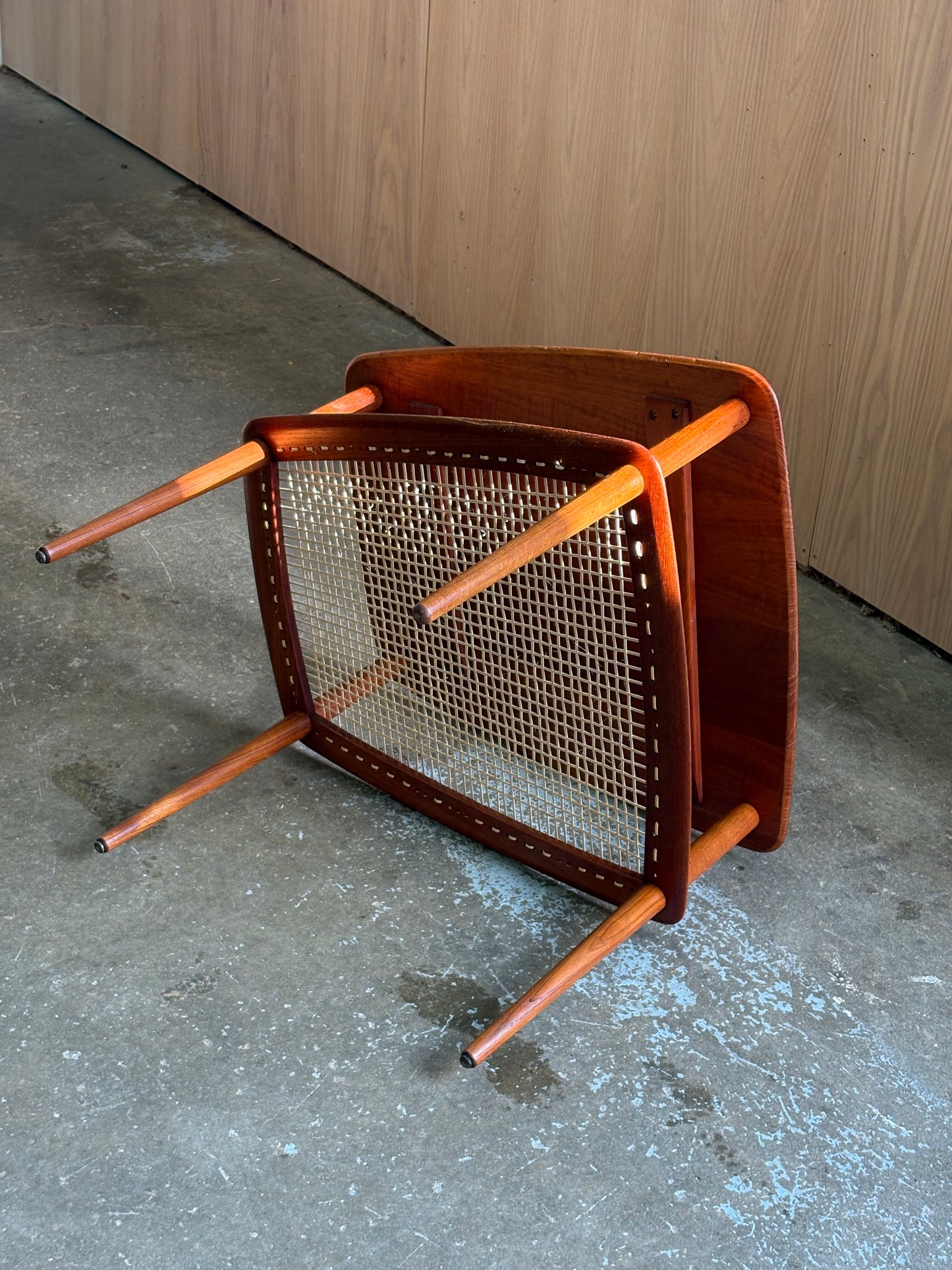 1950s Solid Teak & Cane Coffee  End Table by Peter Hvidt