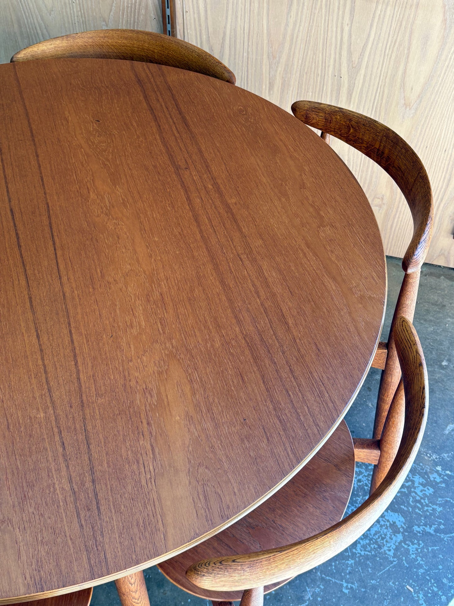 1950s Teak and Oak “Heart” Dining Table & Chairs by Hans J. Wegner for Fritz Hansen