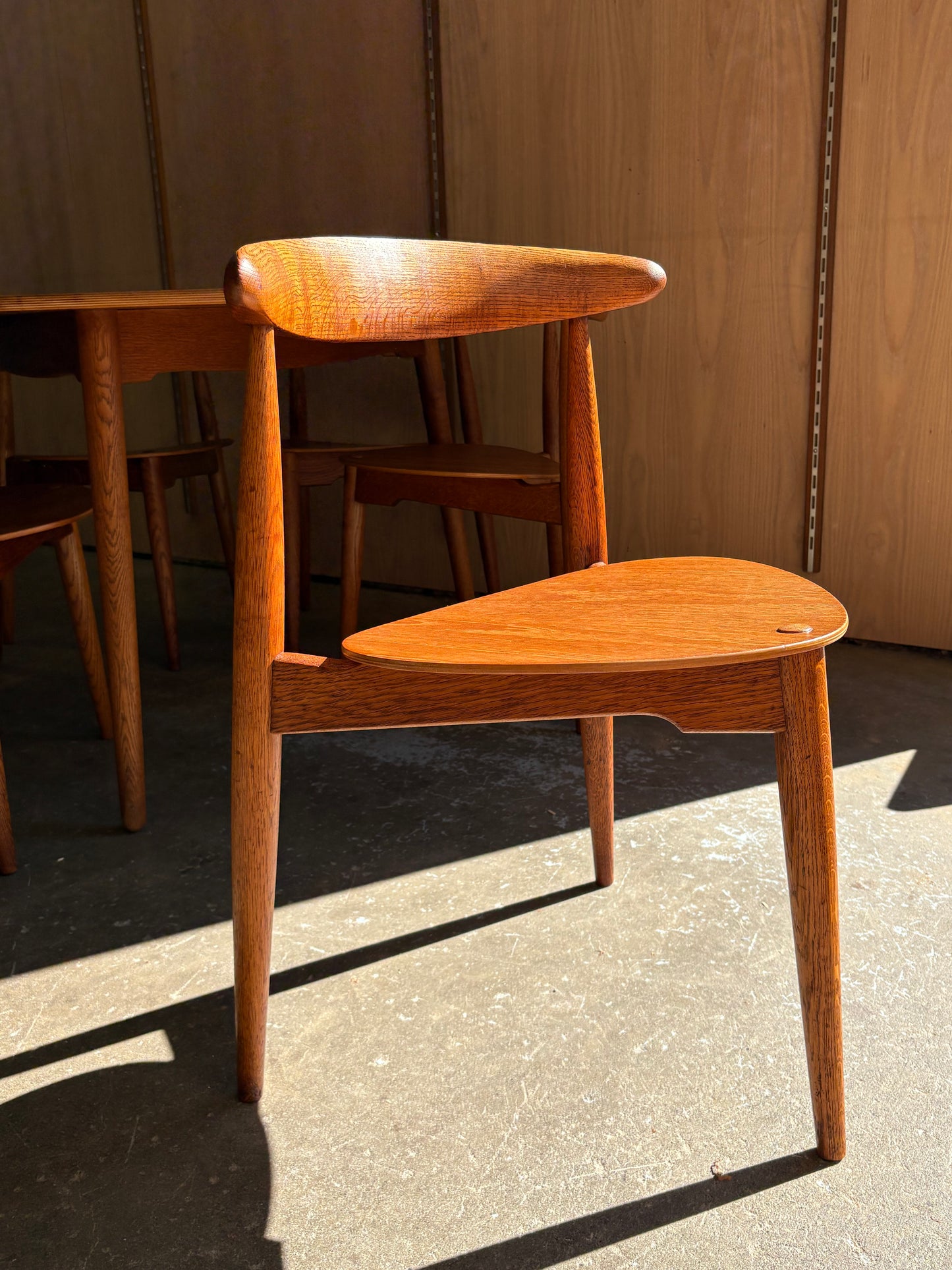 1950s Teak and Oak “Heart” Dining Table & Chairs by Hans J. Wegner for Fritz Hansen