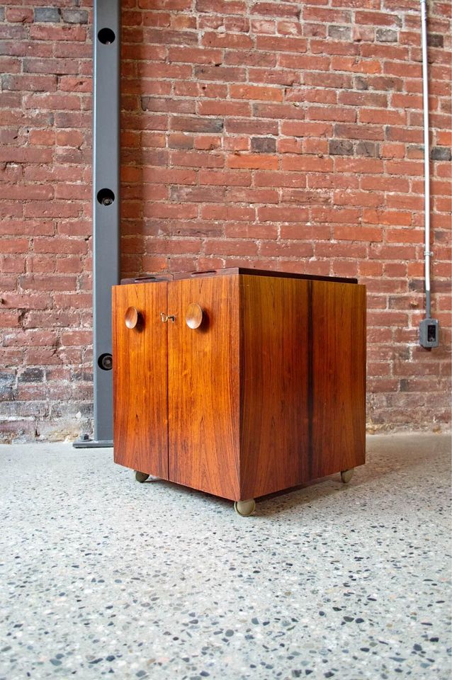 1960s Brazilian Rosewood Bar Cabinet Side Table Made in Denmark