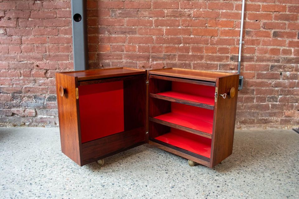 1960s Brazilian Rosewood Bar Cabinet Side Table Made in Denmark