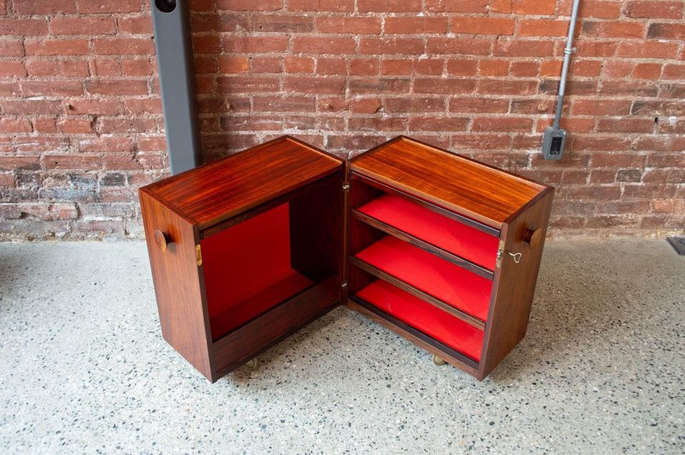 1960s Brazilian Rosewood Bar Cabinet Side Table Made in Denmark