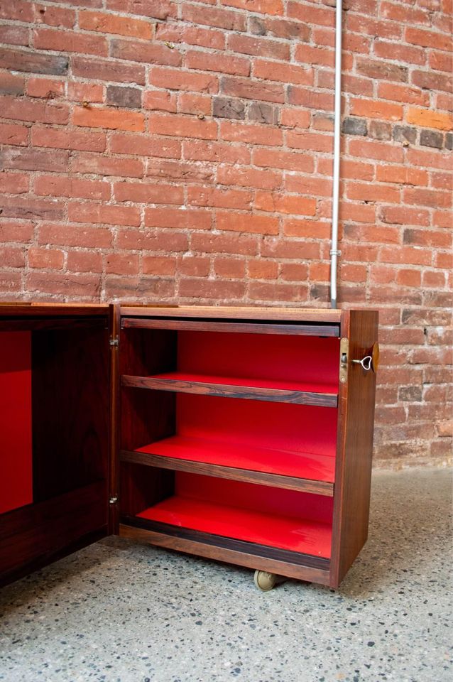 1960s Brazilian Rosewood Bar Cabinet Side Table Made in Denmark