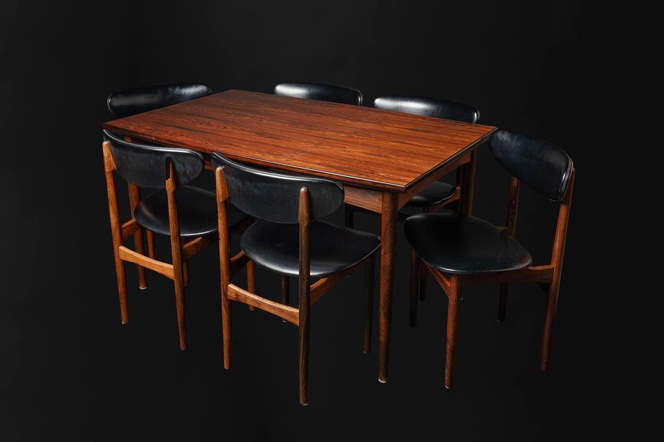 1960s Brazilian Rosewood Dining Table and Chairs