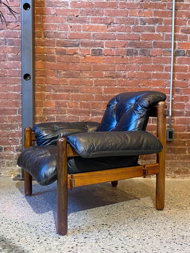 1960s Brazilian Rosewood and Leather Lounge Chair by Jean Gillon