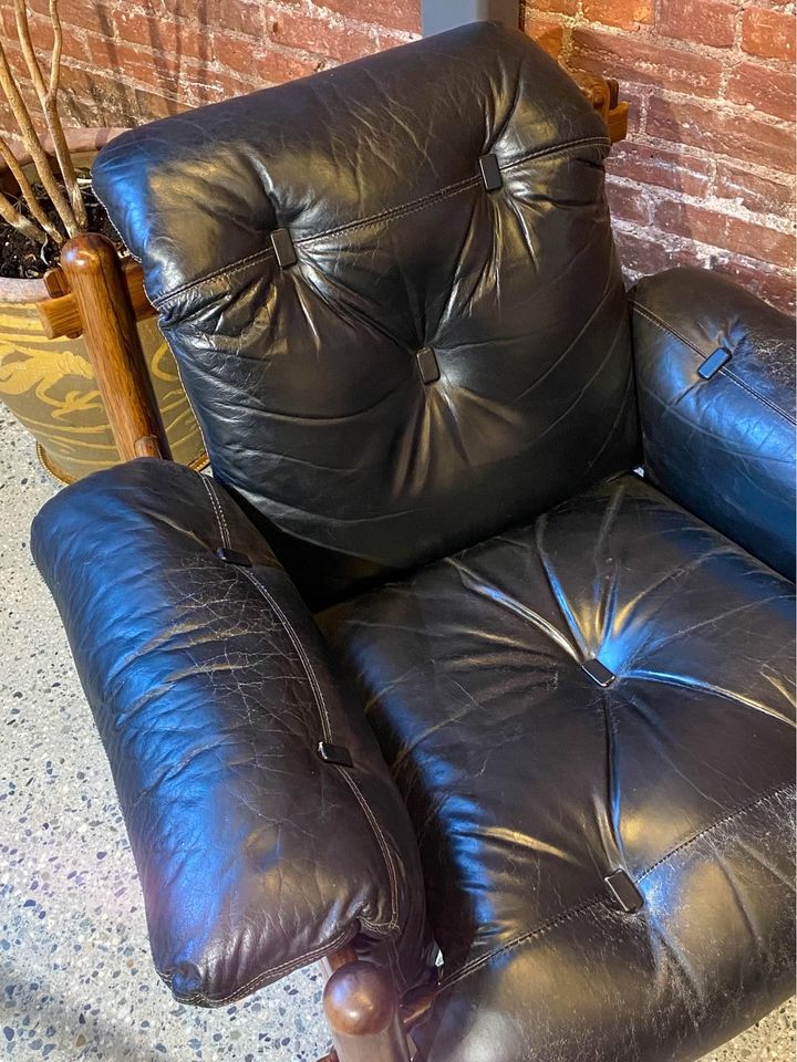 1960s Brazilian Rosewood and Leather Lounge Chair by Jean Gillon