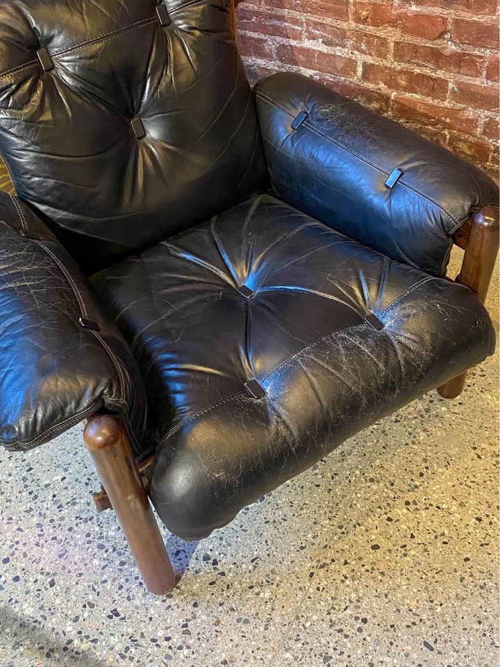 1960s Brazilian Rosewood and Leather Lounge Chair by Jean Gillon