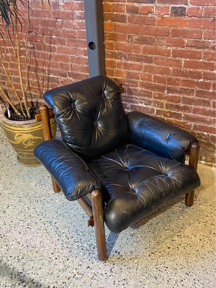 1960s Brazilian Rosewood and Leather Lounge Chair by Jean Gillon