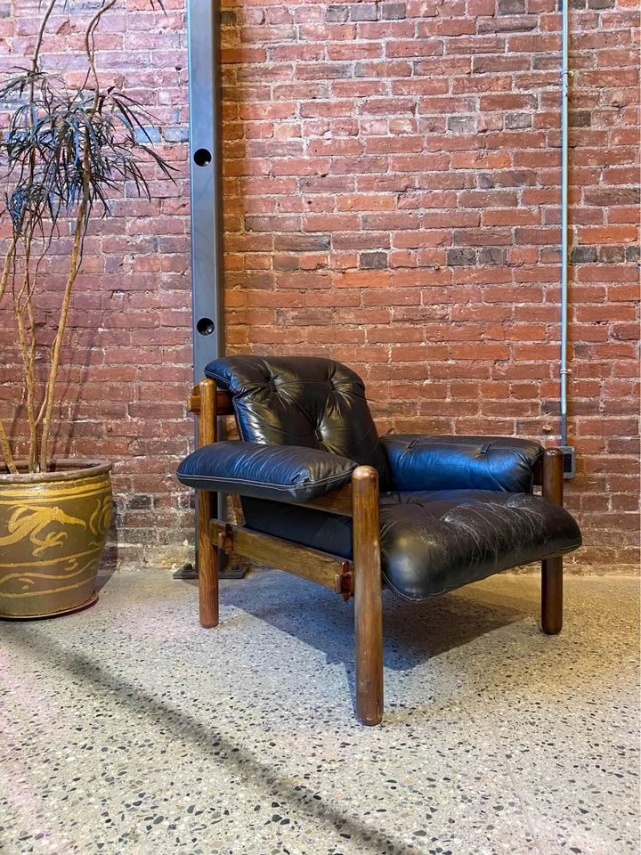 1960s Brazilian Rosewood and Leather Lounge Chair by Jean Gillon