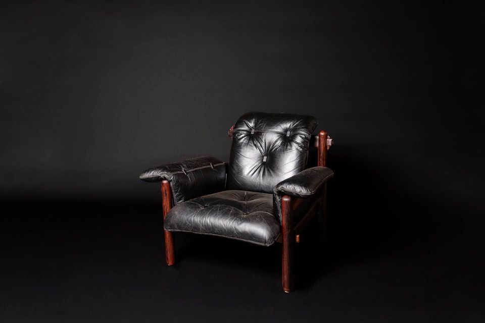 1960s Brazilian Rosewood and Leather Lounge Chair by Jean Gillon