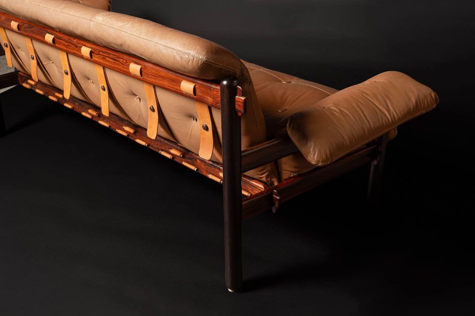 1960s Brazilian Rosewood and Leather Sofa by Jean Gillon