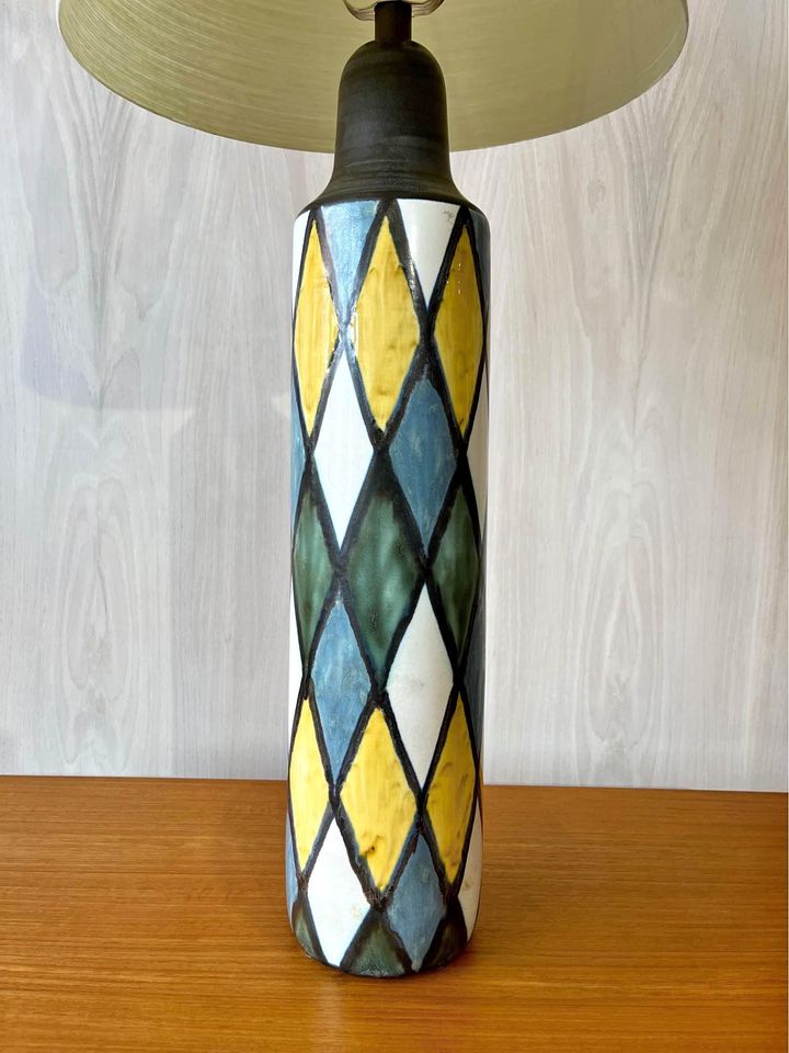 1960’s Ceramic Hand Painted Table Lamp by Lotte & Gunnar Bostland