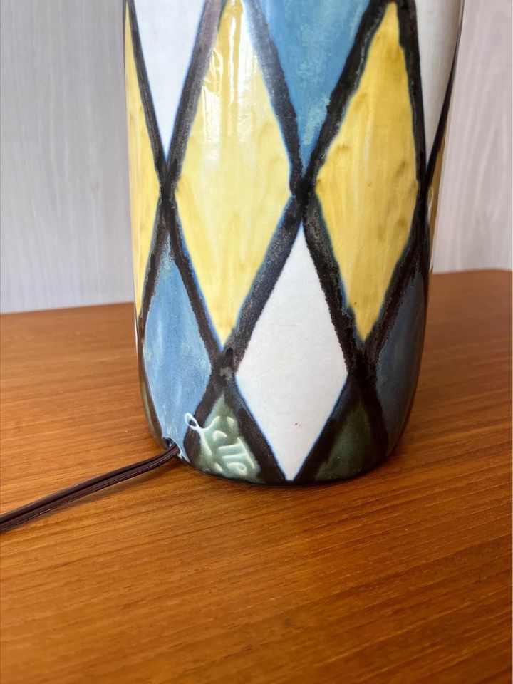 1960’s Ceramic Hand Painted Table Lamp by Lotte & Gunnar Bostland